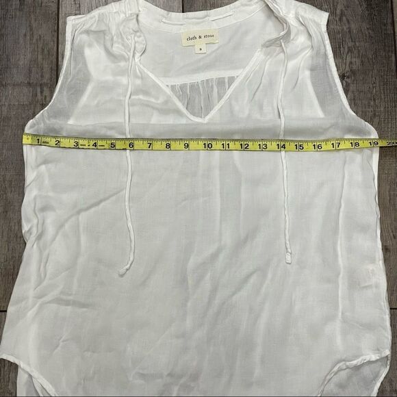 Anthropologie Cloth & Stone Sleeveless Blouse White High Low Hem Sheer Sz Small - Picture 12 of 13
